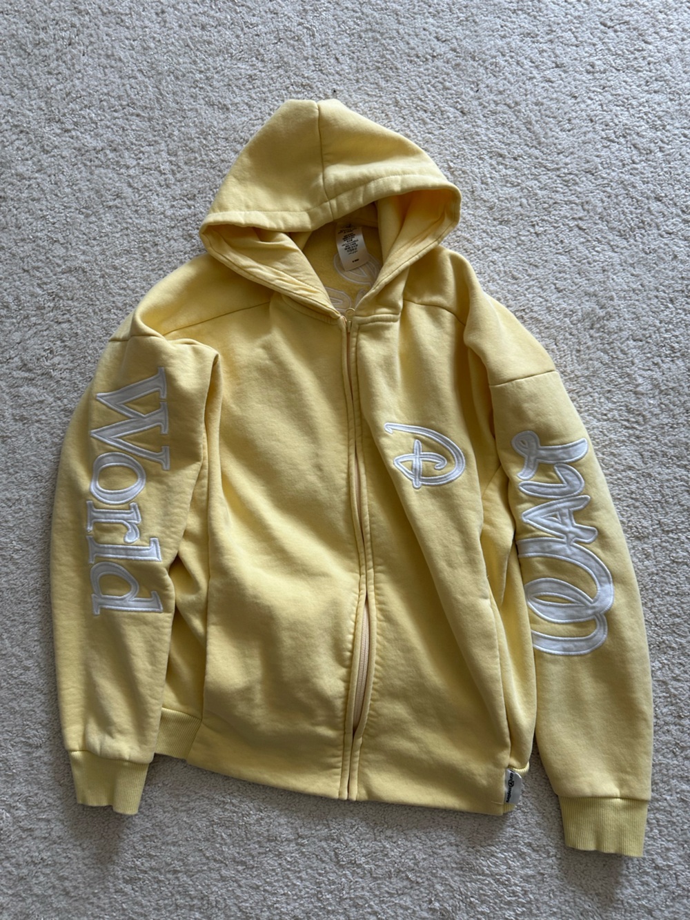 Disney Yellow Full-Zip Hoodie with White Logo Appliqué